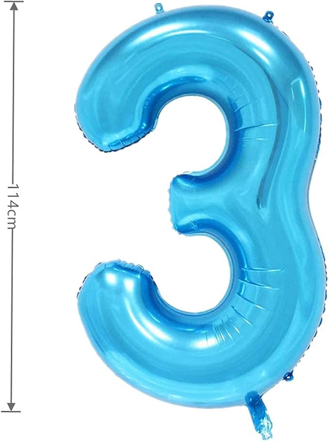 40 Inch Large Foil Helium Number Balloon Birthday Wedding Party 0-9 (Blue, 3)