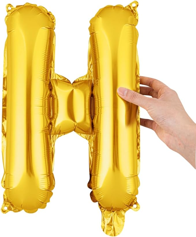 Restaurantware Balloonify 16 Inch Letter Balloon 1 Alphabet Party Balloon - Letter H Self-Sealing Gold Foil Mylar Balloon Hanging Film Decoration For Birthday Wedding Or Graduation