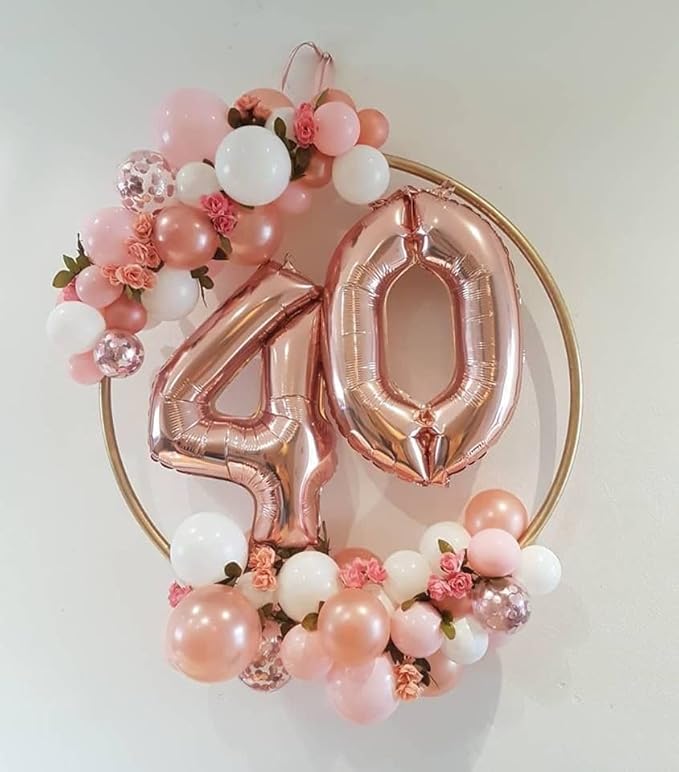 Balloons Numbers 40 Inch Big 4 Balloons for Birthday Party Decoration, Rose Gold Number 4 Ballon for 4, 14, 24, 40 Celebration, Birthday, Christmas, Anniversary Decor