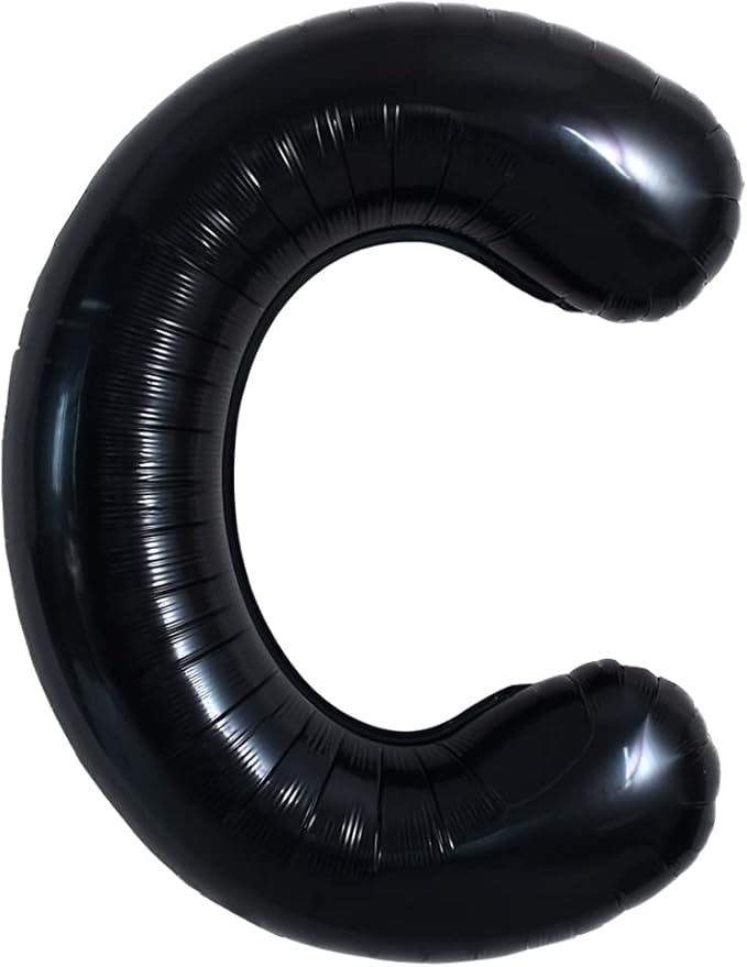 TONIFUL 40 Inch Large Black C Letter Balloon - Jumbo Helium Foil Mylar Big Alphabet for 2026 New Year Eve Graduation Wedding Baby Shower Birthday Party Anniversary Supplies Decorations