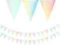 Iridescent Disco-Holographic Party Decorations Banner - 2pcs Wedding Baby Bridal Shower Hanging Paper Pennant Flags Streamers, Birthday Bachelorette Engagement Neon Decor Lasting Surprise