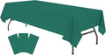 Plastic Dark Green Tablecloths 3 Pack Forest Green Disposable Table Covers 54" x 108" Hunter Green Table Cloths for Tropical Tiki Luau Parties Birthdays Christmas, Fits 6 to 8 Foot Rectangle Tables
