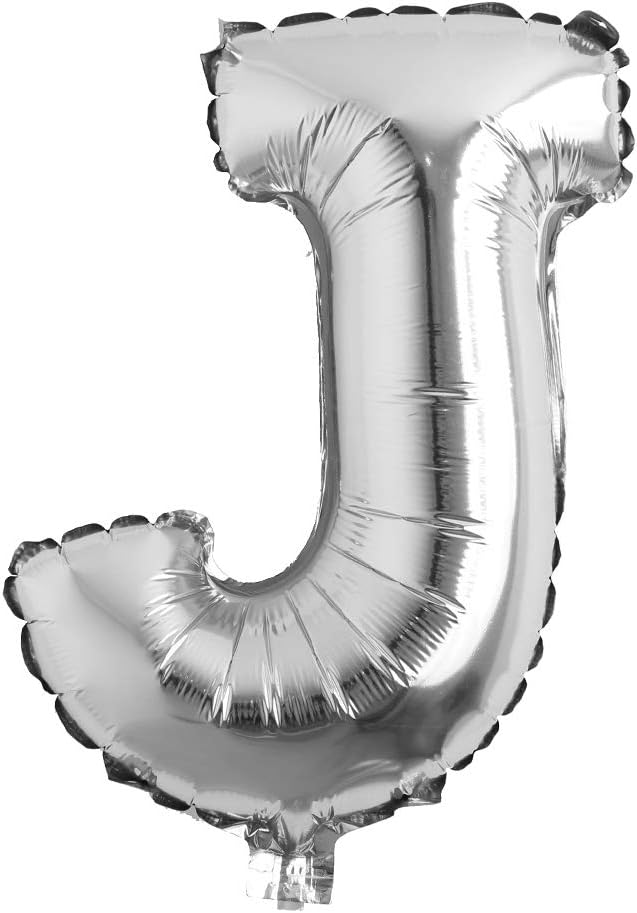 16" inch Single Silver Alphabet Letter number Balloons Aluminum Hanging Foil Film Balloon Wedding Birthday party decoration banner Air Mylar Balloons (16 inch Silver J)