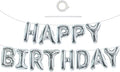 TONIFUL Silver Happy Birthday Balloons Banner, 16 Inch Mylar Foil Letters Sign Bunting Reusable for Girls Boys Kids & Adults Birthday Decorations Party Supplies