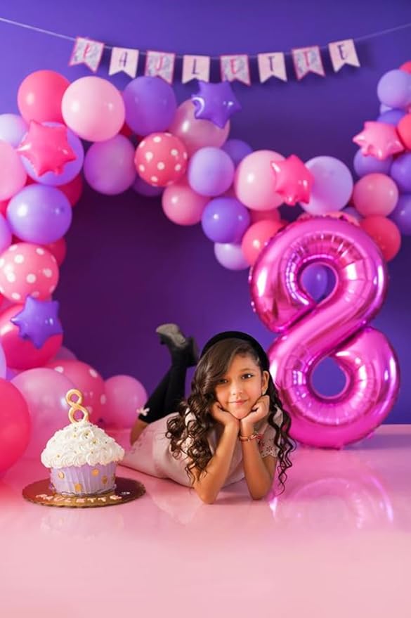 40 Inch Number 7 Balloon, Hot Pink Seven Birthday Decor, 7 17 27 70 Year Old Balloon Number for Engagement, Wedding, Graduations