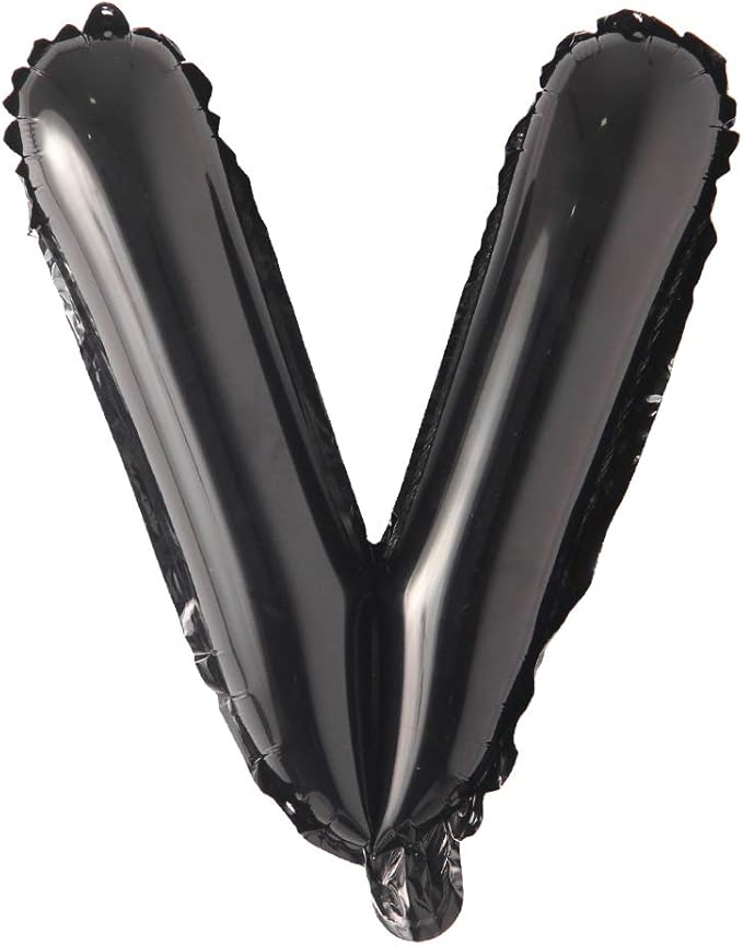 16" inch Single Black Alphabet Letter number Balloons Aluminum Hanging Foil Film Balloon Wedding Birthday party decoration banner Air Mylar Balloons (16 inch Black V)