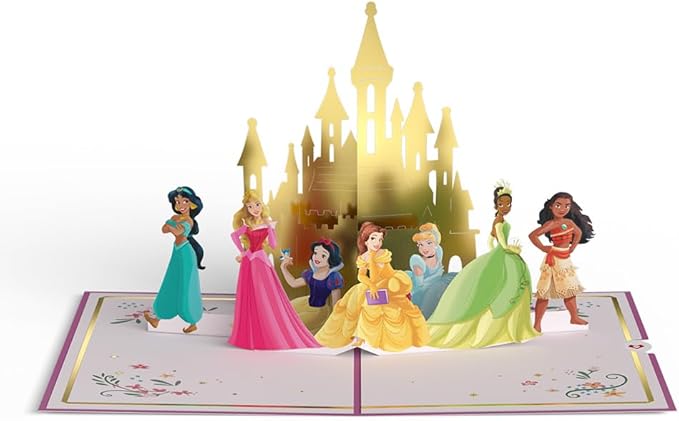 Lovepop Magical Disney Princesses 3D Pop-Up Birthday Card for Girls - for Kids, Her, Daughter - 5" x 7" - Envelope Included