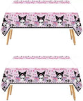2pcs Pink Cat Tablecloth Cute Anime Themed Party Supplies Tablecover Perfect for Birthday Celebration and Party Decorations (70x42.9 inch) (Stripe Korm)