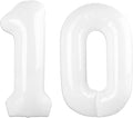 40 Inch White Number 10 Digital Balloon,Jumbo Mylar Foil Helium Balloon for 10 Balloons for Birthday Party,Wedding Anniversary Party Decorations