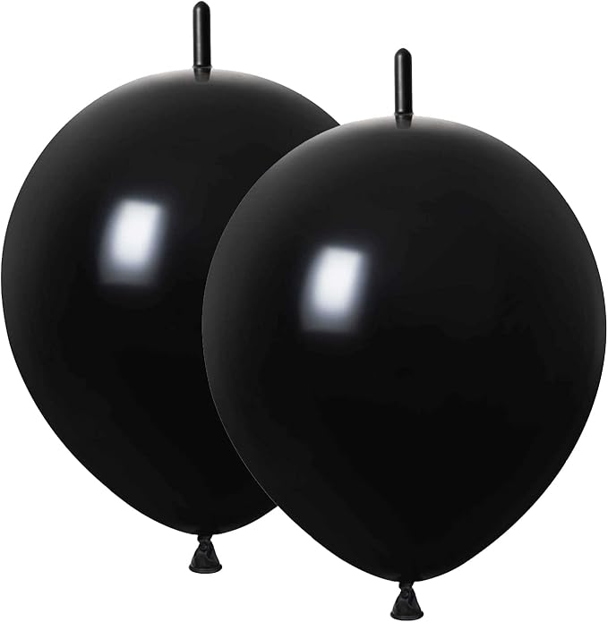 Link Balloons Black 6 Inch Latex Quick Linkale Balloon 160 Pcs for Birthday, Halloween, Christmas, Party Festival Decorations