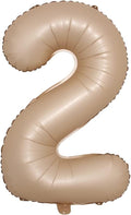 40 inch Caramel Cream Color Number Balloons 0-9 Large Digital Foil Helium Brown Beige Balloon Happy Birthday Party Decoration (40 inch Caramel 2)