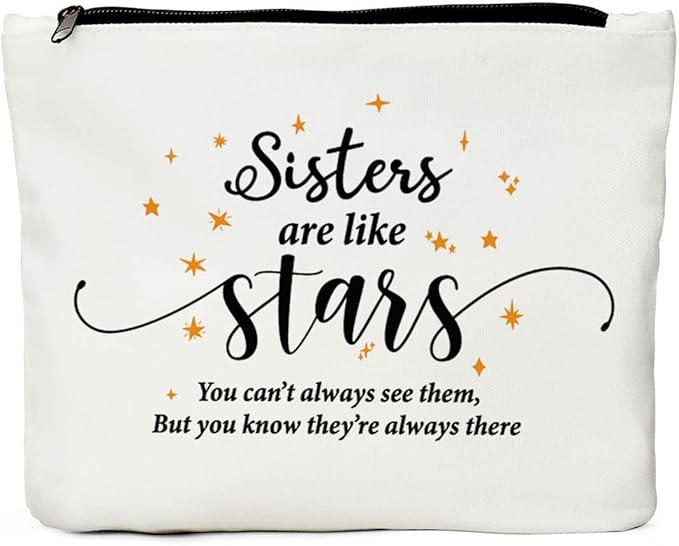 JIUWEIHU Sister Gifts, Sister Gift from Sisters Brother, Sister Christmas Birthday Graduation Gifts, Gift for Big Little Sister Soul Sister Makeup Bag- Sister are Like Stars Makeup Bag