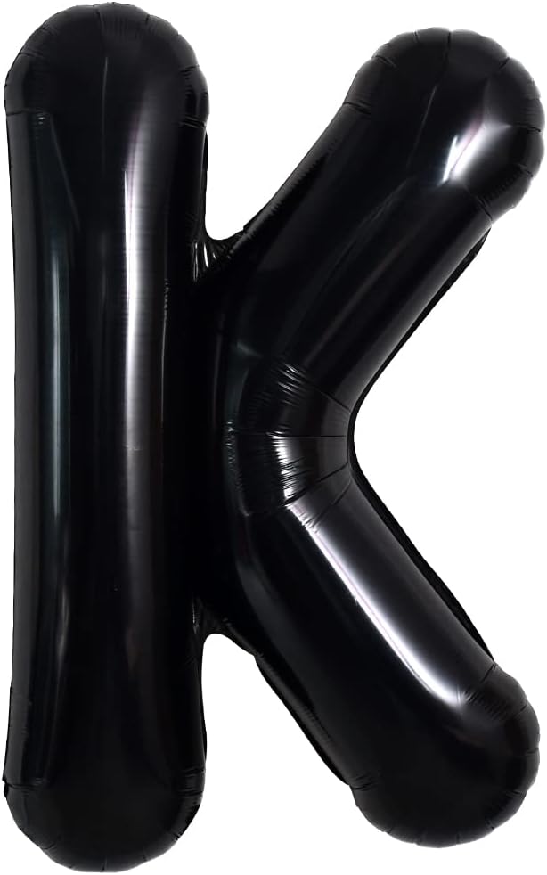 TONIFUL 40 Inch Black K Letter Jumbo Helium Balloons, Foil Mylar Big Alphabet Balloons for 2026 New Year Eve Graduation Wedding Baby Shower Birthday Party Anniversary Supplies Decorations