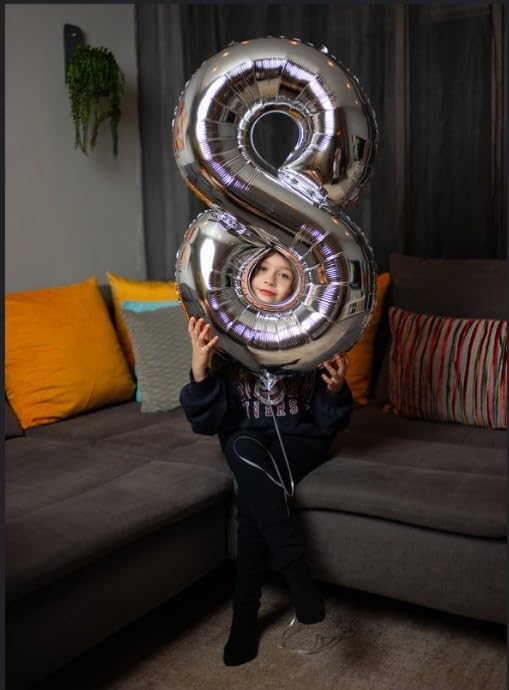 Silver Number 3 Balloon 40 Inch, 3 Balloon Number, 3rd Birthday Decorations, Silver Party Supplies for Boys Girls