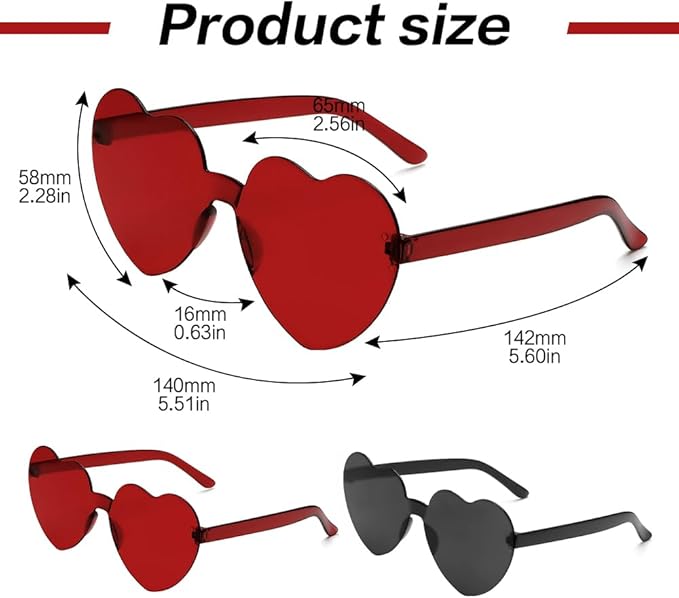 Heart Sunglasses 2 Pairs Heart Shaped Sunglasses Womens Heart Glasses Rave Sunglasses for Women Party Favors