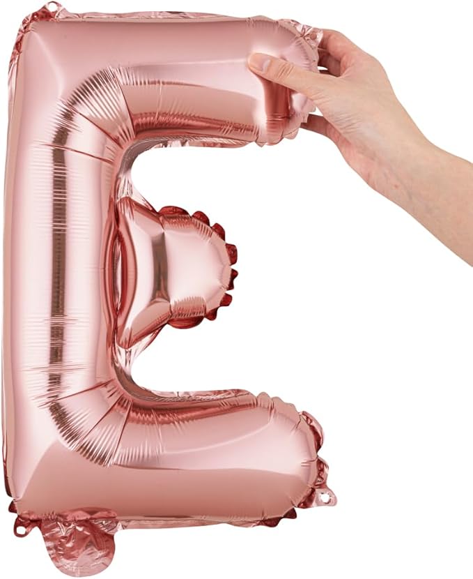 Restaurantware-Balloonify 16 Inch Letter Balloon, 1 Alphabet Party Balloon - Letter E, Self-Sealing, Rose Gold Foil Mylar Finish, Hanging Loop, Decoration For Birthday, Wedding, Or Graduation