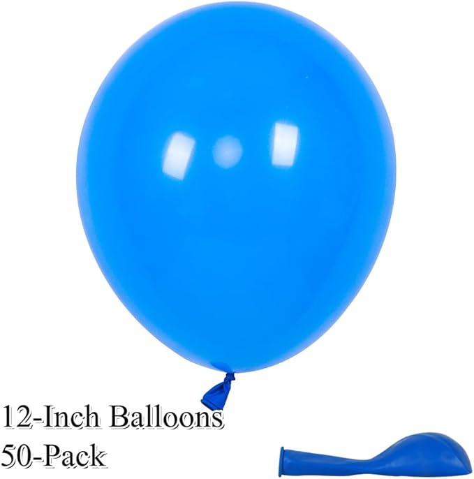 50 Pack 12 Inch Blue Latex Balloons for Party Decorations, Thick Premium Balloons for Birthday, Baby Boy Shower, Graduation, Corporate, Photo Backdrop, Arch & Garland, Air or Helium