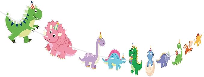 Hooqict Dinosaur Birthday Party Banner Dinosaur Birthday Party Decorations Happy Birthday Sign Banner Garland for Kids Boys Girls 1st 2nd 3rd Baby Shower Dino Themed Party Decorations Supplies