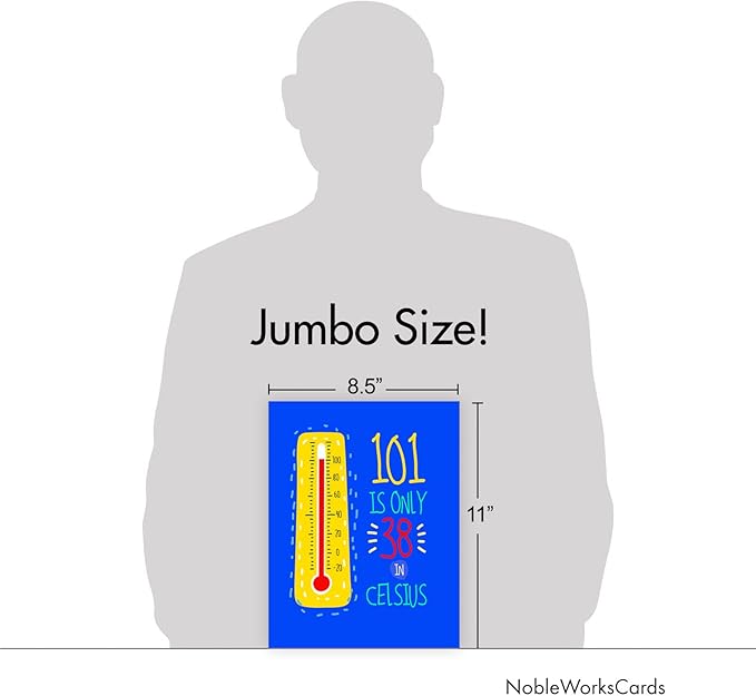 NobleWorks - Extra Large Funny 101th Milestone Birthday Greeting Card 8.5 x 11 Inch with Envelope (1 Pack) Large Jumbo 101 In Celsius J2759MBG