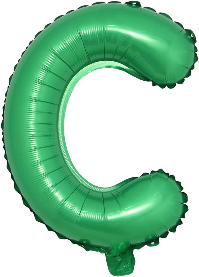 16 inch Green Alphabet Letter and Number Balloons Set Package, Aluminum Hanging Foil Film Banner Mylar Balloon for Birthday Party Decoration Custom Word (A-Z, 0-9) (16 inch Green C)