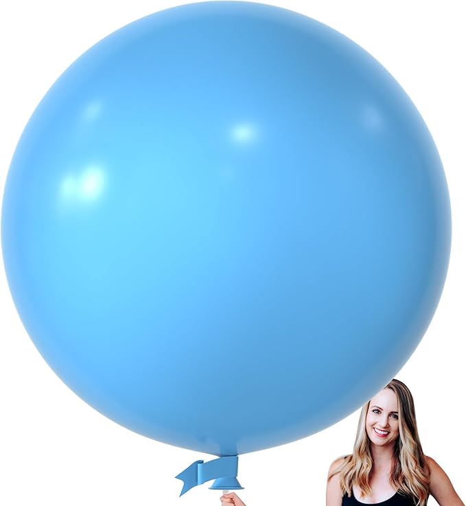 KALOR 36 Inch Giant Light Blue Balloons, 6 Pack Large Round Light Blue Latex Balloons for Anniversary, Birthday, Christmas, Wedding, Baby Shower Party Decorations