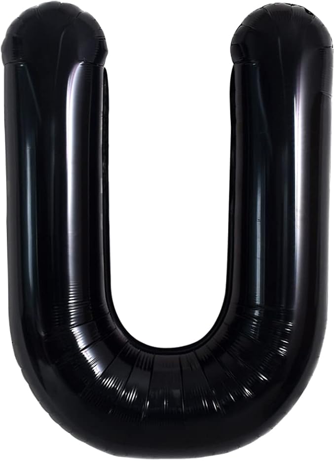 TONIFUL 40 Inch Large Black U Letter Balloons, Jumbo Helium Foil Mylar Balloons for 2026 New Year Eve Graduation Wedding Baby Shower Birthday Party Anniversary Supplies Decorations