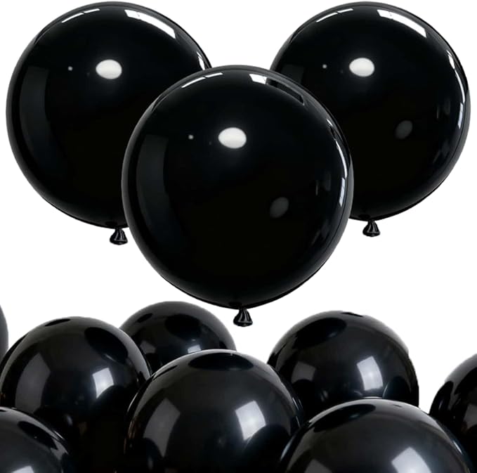 50 Pack Black Balloons 24 Inch Black Latex Party Balloon for Wedding, Birthday, Baby Shower and More