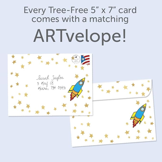 Tree-Free Greetings - Birthday Card - Artful Designs - 1 Card + Matching Envelope - Made in USA - 100% Recycled Paper - 5 x 7 - Moon and Back (VO69636)
