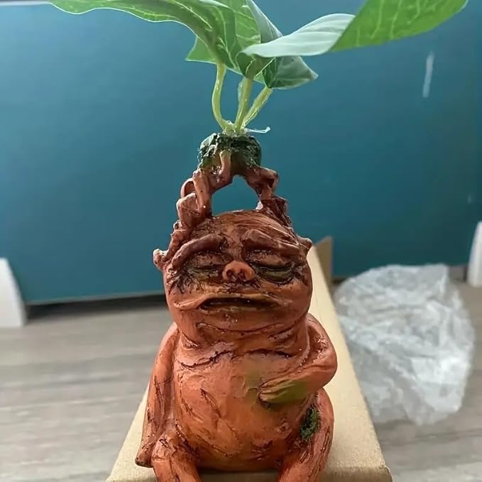 Mandrake Resin Statue Plant Funny for Decoration Micro Landscape Ornament for Outdoor Garden, Living Room, Bedroom Decor Magical Figurine Birthday Christmas Halloween Easter Gift