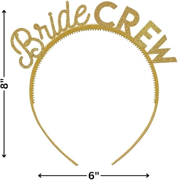 Bride Crew Gold Glitter Headbands (Pack of 6) - Stunning Wedding Party Accessory for Bridesmaids and Bachelorette Celebration