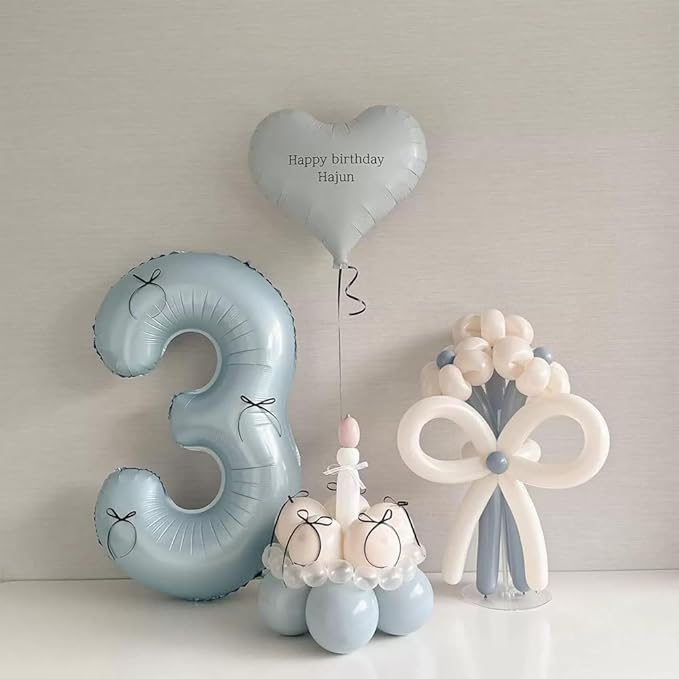 40 Inch Matte Blue 4 Number Balloons Light Blue Number 4 Foil Balloon Mylar Helium Balloon for Birthday Party Decoration Wedding Anniversary Supplies (Number 4)