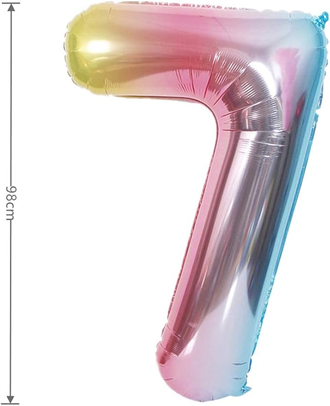 YPSelected 40 Inch Gradient Color Large Foil Helium Number Balloon Birthday Wedding Party 0-9 (Rainbow, 7)