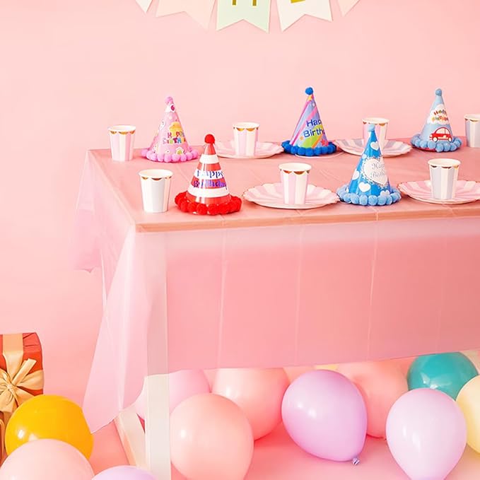 2 Pack Pink Plastic Tablecloths Disposable Xmas Table Covers Table Cloths BBQ Picnic Birthday Christmas Parties Covers Waterproof Oil-proof Table Cloth Thin Halloween Party Table Cloths 54 x 108 In