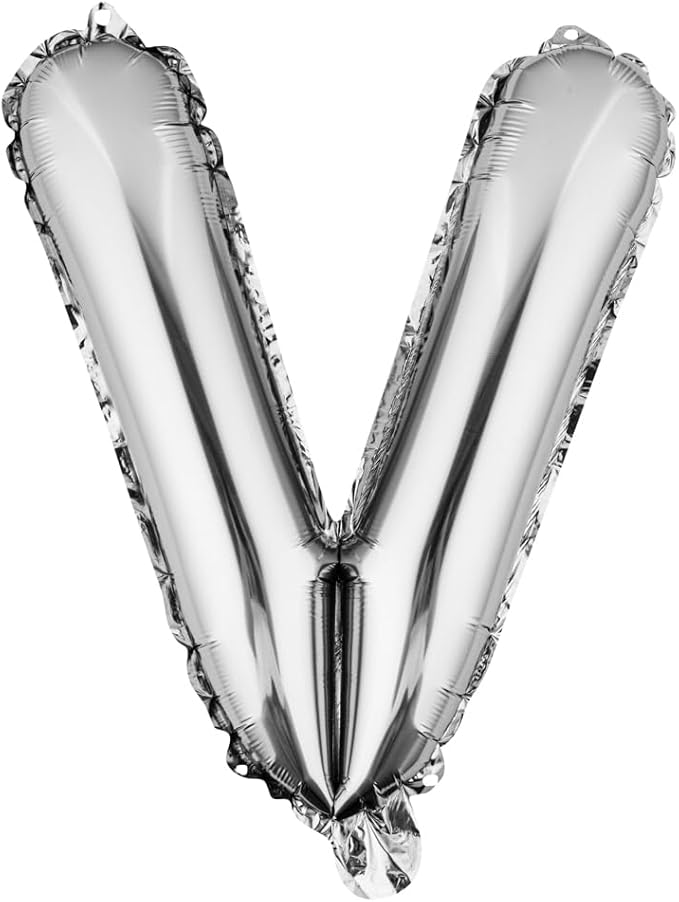 Restaurantware-Balloonify 16 Inch Letter Balloon, 1 Alphabet Party Balloon - Letter V, Self-Sealing, Silver Foil Mylar Finish, Hanging Loop, Decoration For Birthday, Wedding, Or Graduation