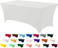 Utopia Kitchen Spandex Tablecloth 1 Pack [8FT, White] Tight, Fitted, Washable and Wrinkle Resistant Stretch Rectangular Patio Table Cover for Event, Wedding, Banquet & Parties [96Lx30Wx30H Inch]