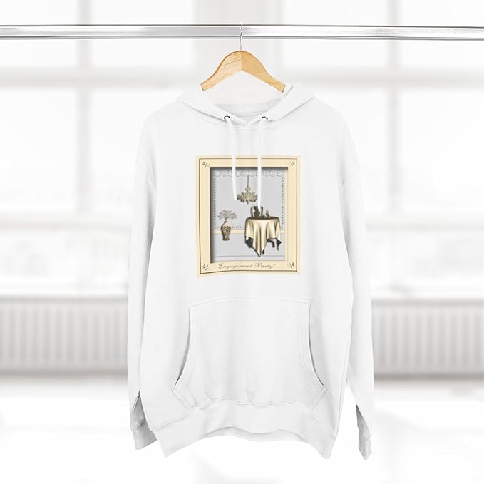 3dRose Engagement Party Room with Table and Chair Pale Yellow and Gold Three-Panel Fleece Hoodie White/L