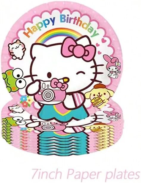 41 pcs Pink Cat Party Decoration Hello Cat Pink Kite Including 1pc Tablecover 20 pcs 7 inches Plates and 20 pcs 6.5 inches Napkins Cat Theme Birthday Party Decoration Favor Sets (41pcs pink)