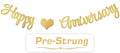 PALASASA Gold Glittery Happy Anniversary Banner for Wedding Anniversary Party Decorations