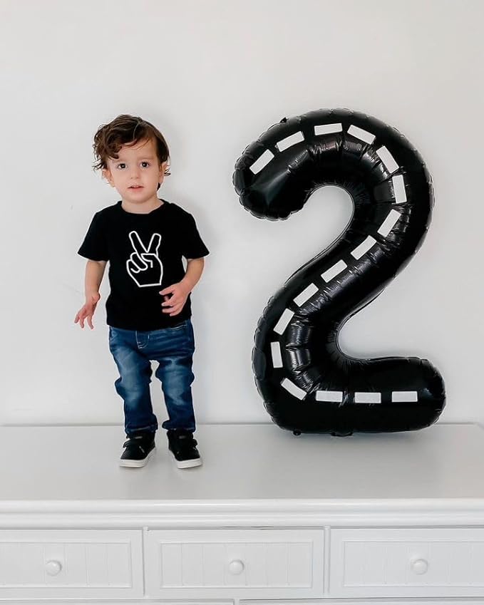 Race Car Number 2 Balloon 40 Inch, 2 Balloon Number, 2nd Birthday Decorations for Baby Girls Boys Toddlers
