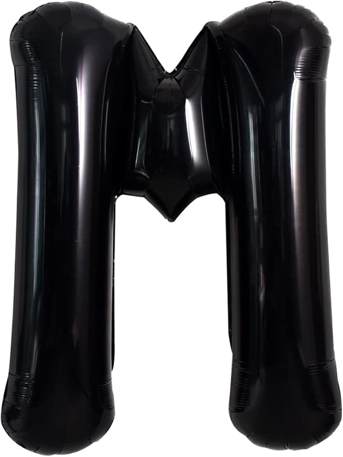 TONIFUL 40 Inch Large Black M Letter Balloon - Jumbo Helium Foil Mylar Big Alphabet for 2026 New Year Eve Graduation Wedding Baby Shower Birthday Party Anniversary Supplies Decorations