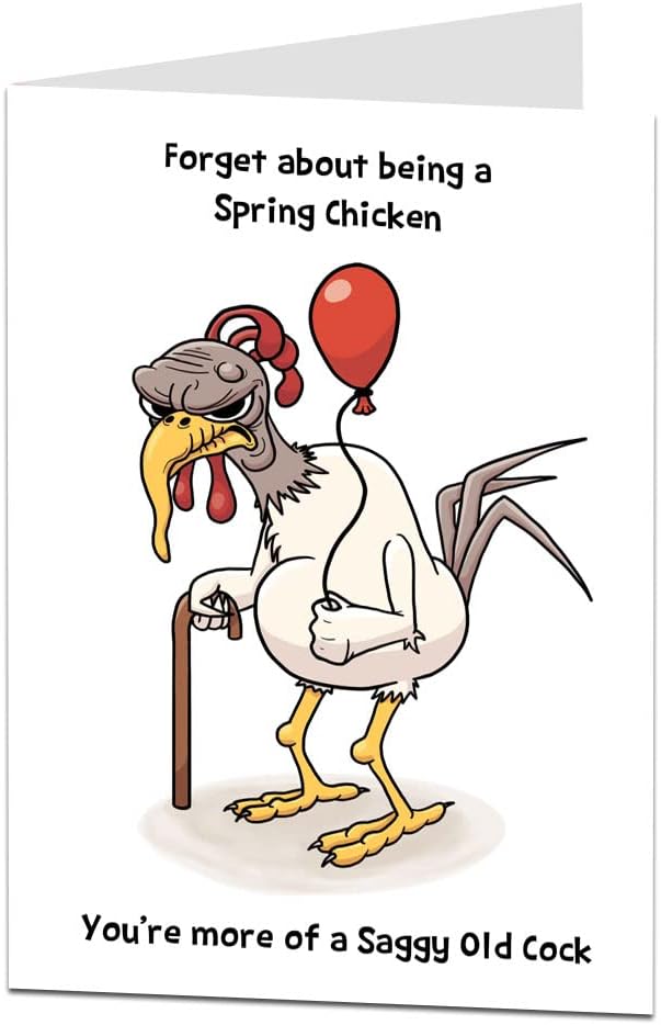 LimaLima Birthday Cards For Him Funny Rude Adult Theme Perfect For 40th 50th 60th - No Spring Chicken