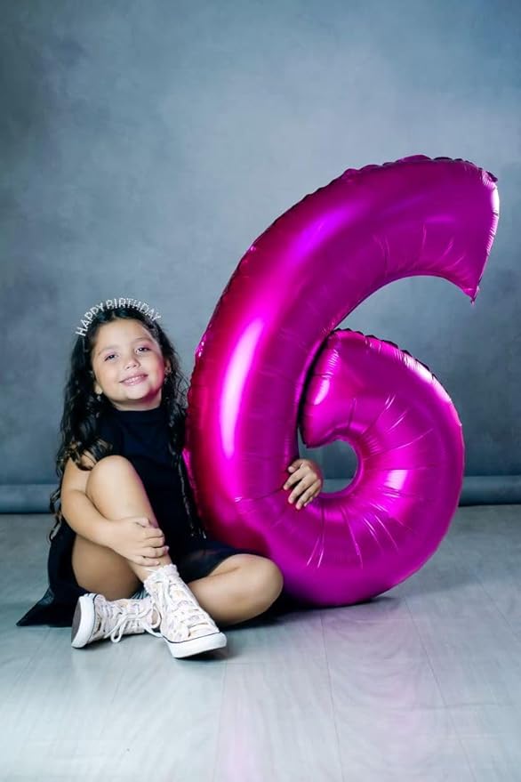 6 Number Balloon, 40 Inch 6 Balloon for Birthday Girl Boy, Rose Purple Balloons for 6, 16, 26, 60, 2026 Graduation, Birthday, Wedding Anniversary, Xmas, Party Supplies