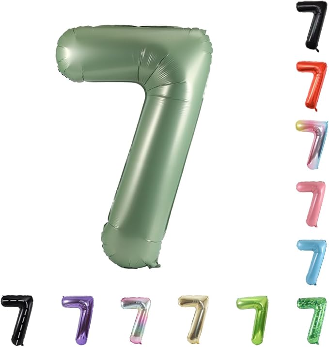 40 Inch Large Foil Helium Number Balloon Birthday Wedding Party 0-9 (Olive Green, 7)