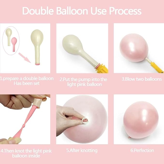 Pearl Pink Balloons Light Pink Balloon Arch With Foil Bow Balloon 4 Corner Star Long Balloons for Birthday Bow Princess Baby Shower Bridal Shower Sweet Girls Party Decorations