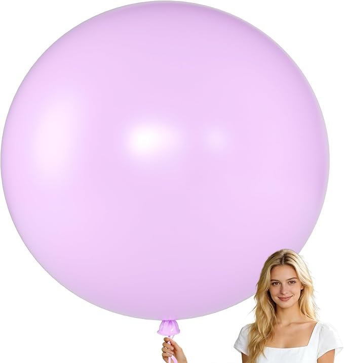 KALOR Pastel Purple Giant Balloons 36 Inch Large Latex Balloons, 4 Pack Jumbo Round Helium Balloon for Birthday Bridal Shower Wedding Baby Shower Party Decorations