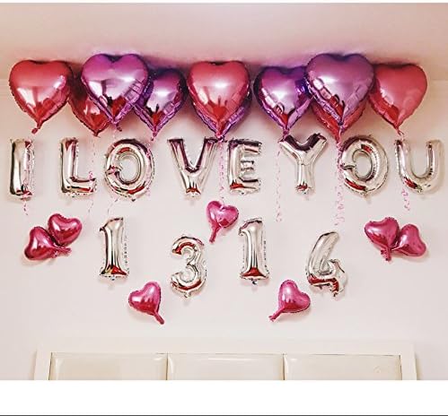 Glanzzeit 16 Inch Silver Foil Balloons Letters A to Z Numbers 0 to 9 for Prom Wedding Birthday Party Decor (Number 4)