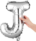 Restaurantware-Balloonify 16 Inch Letter Balloon, 1 Alphabet Party Balloon - Letter J, Self-Sealing, Silver Foil Mylar Finish, Hanging Loop, Decoration For Birthday, Wedding, Or Graduation