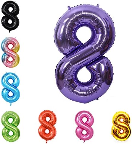 40 Inch Large Foil Helium Number Balloon Birthday Wedding Party 0-9 (Purple, 8)