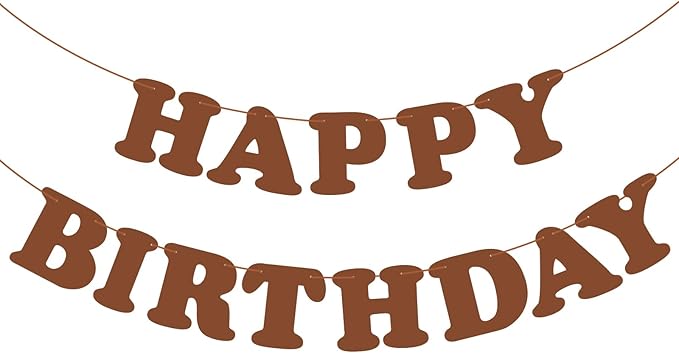 Brown Happy Birthday Banner Birthday Party Decorations Sign Birthday Backdrop Party Supplies Happy Birthday Bunting Banner for Kids Adults