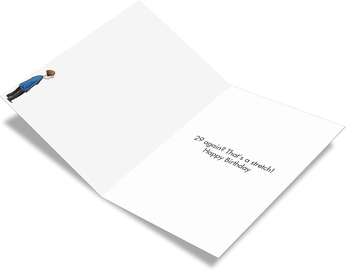 NobleWorks - 1 Humor Birthday Card with Envelope - Funny Cartoons for Birthday Greetings, Celebration Notecard - Yoga Center C6363BDG
